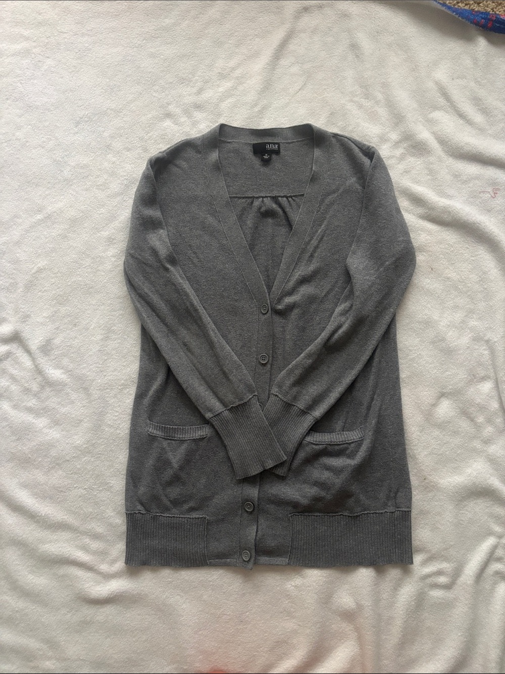 a.n.a Charcoal Gray V-Neck Button Cardigan